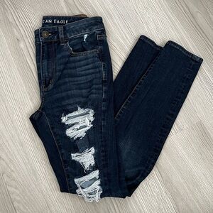 American Eagle “Hi-Rise” Ripped Skinny Jeans (360 Next Level Stretch)